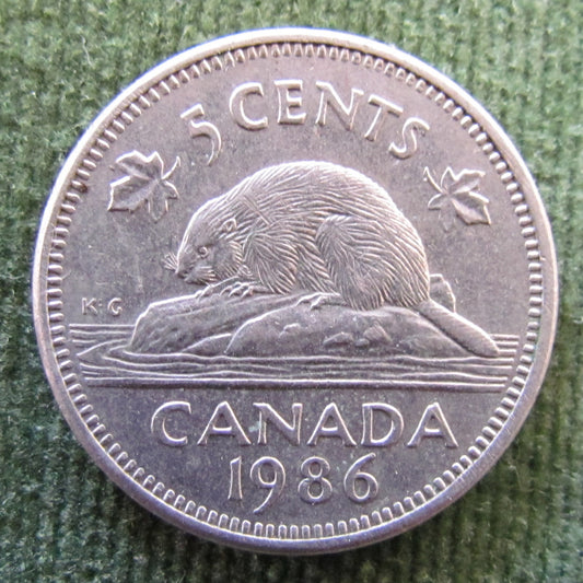 Canada 1986 5 Cent Queen Elizabeth II Coin - Circulated