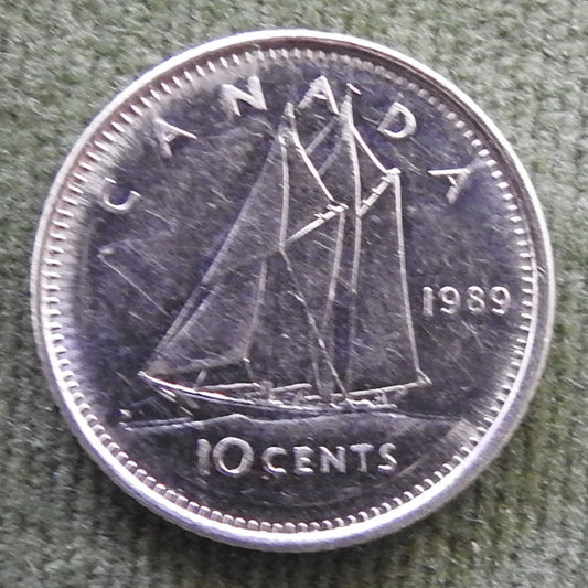 Canada 1989 10 Cent Bluenose Under Sail Queen Elizabeth II Coin