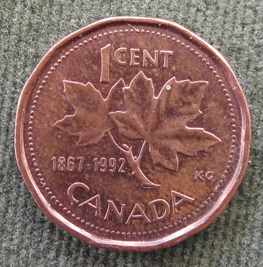 Canada 1992 1 Cent Commemorative Queen Elizabeth II Coin