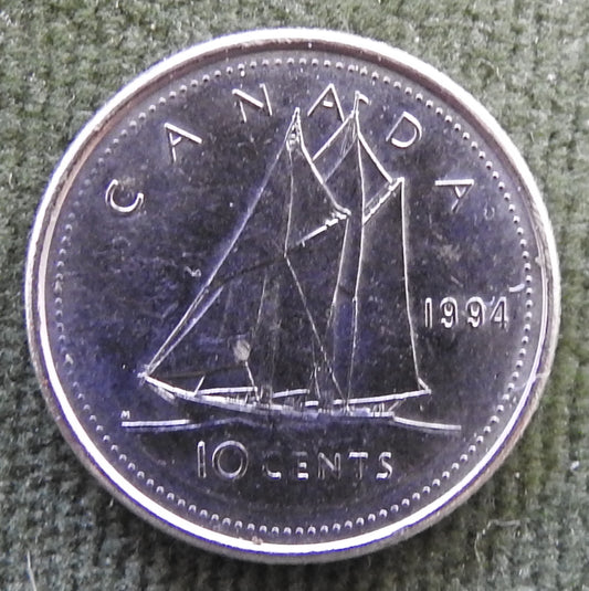 Canada 1994 10 Cent Bluenose Under Sail Queen Elizabeth II Coin
