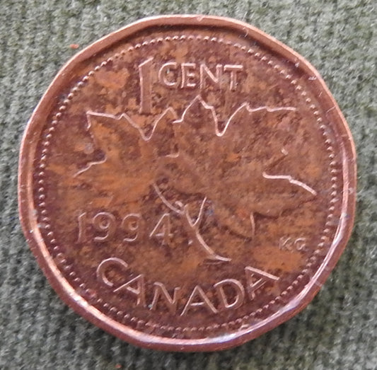 Canada 1994 1 Cent Maple Leaf Queen Elizabeth II Coin