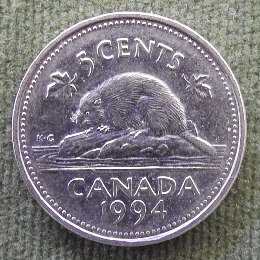 Canada 1994 5 Cent Coin Queen Elizabeth II North American Beaver