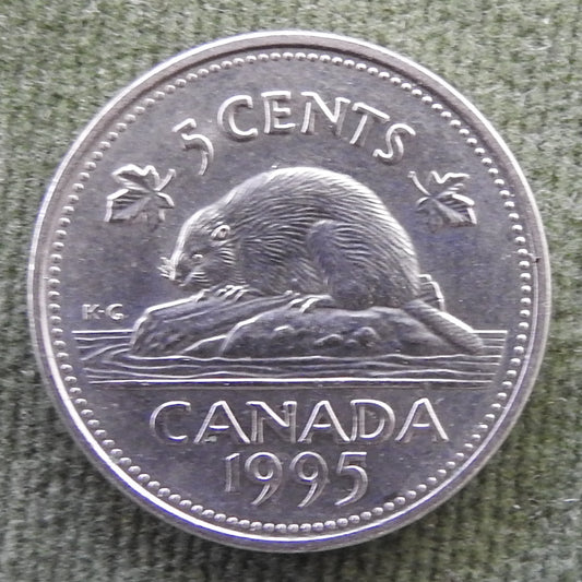Canada 1995 5 Cent Coin Queen Elizabeth II North American Beaver