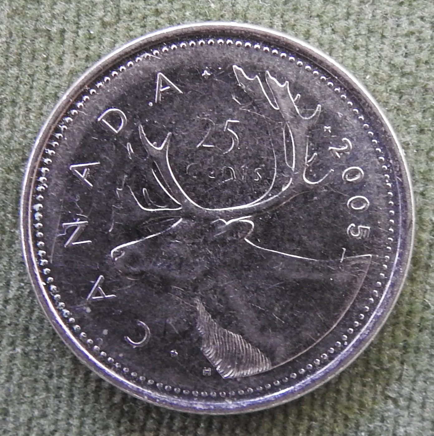 Canada 2005 25 Cent Caribou Queen Elizabeth II Coin
