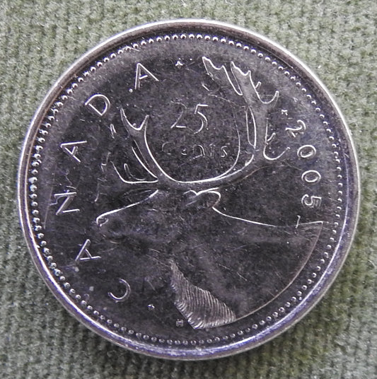 Canada 2005 25 Cent Caribou Queen Elizabeth II Coin