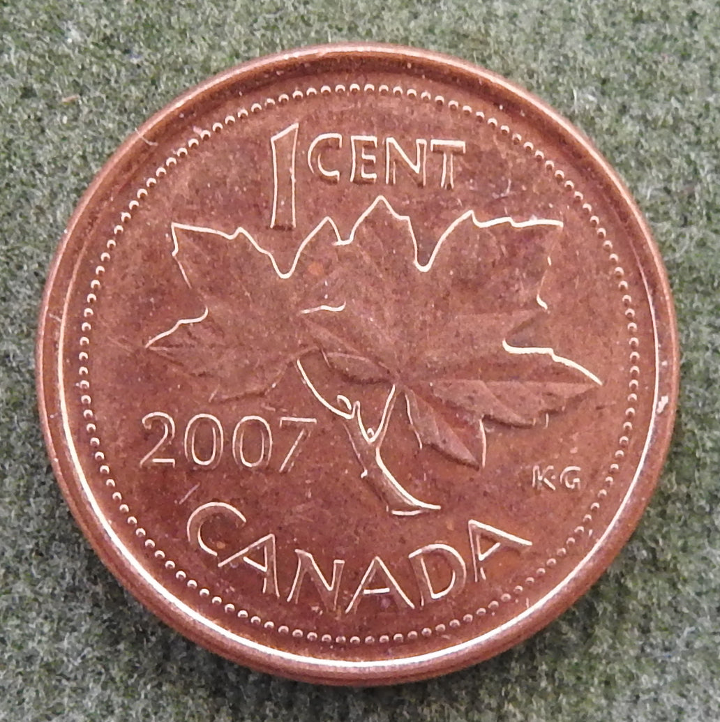Canada 2007 1 Cent Maple Leaf Queen Elizabeth II Coin