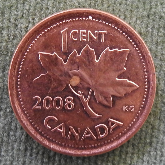 Canada 2008 1 Cent Maple Leaf Queen Elizabeth II Coin