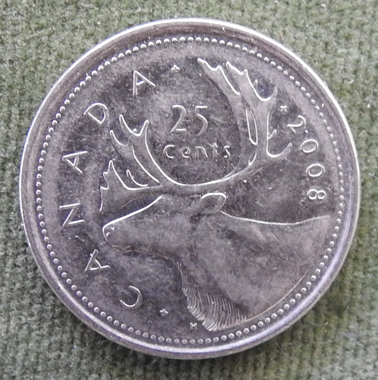 Canada 2008 25 Cent Caribou Queen Elizabeth II Coin