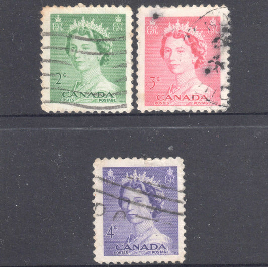 Canada 1953 QEII Stamp Group of 3 - Perf:12