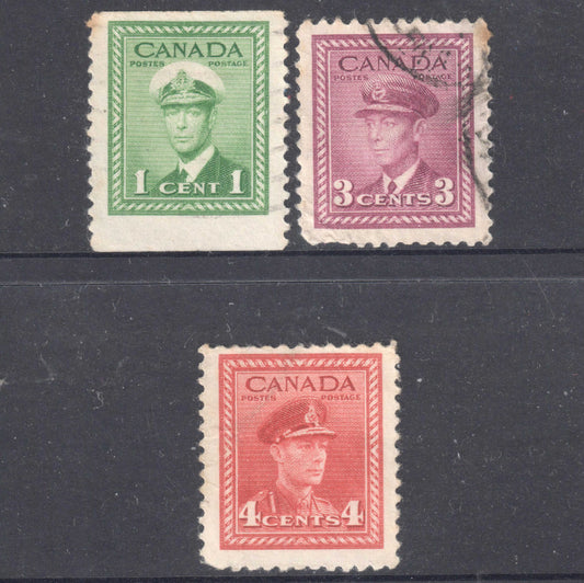 Canada 1942 -1943 KGVI Stamp Group of 3 - Perf:12