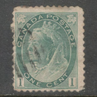 Canada 1898 - 1902 1 Cent Green Queen Victoria "Value in Bottom Corners" Stamp Perfin: 12.0