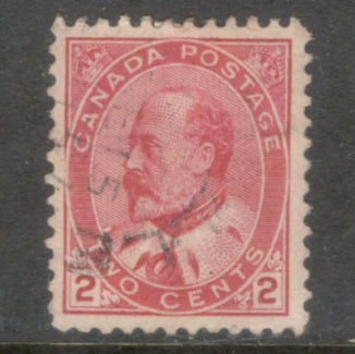 Canada 1903 2 Cent Carmine Rose King Edward VII Stamp Perfin: 12.0