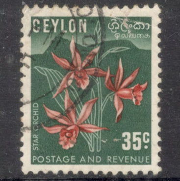 Ceylon 1951-1954 35 Cents Local Motifs Dark Green Red Stamp