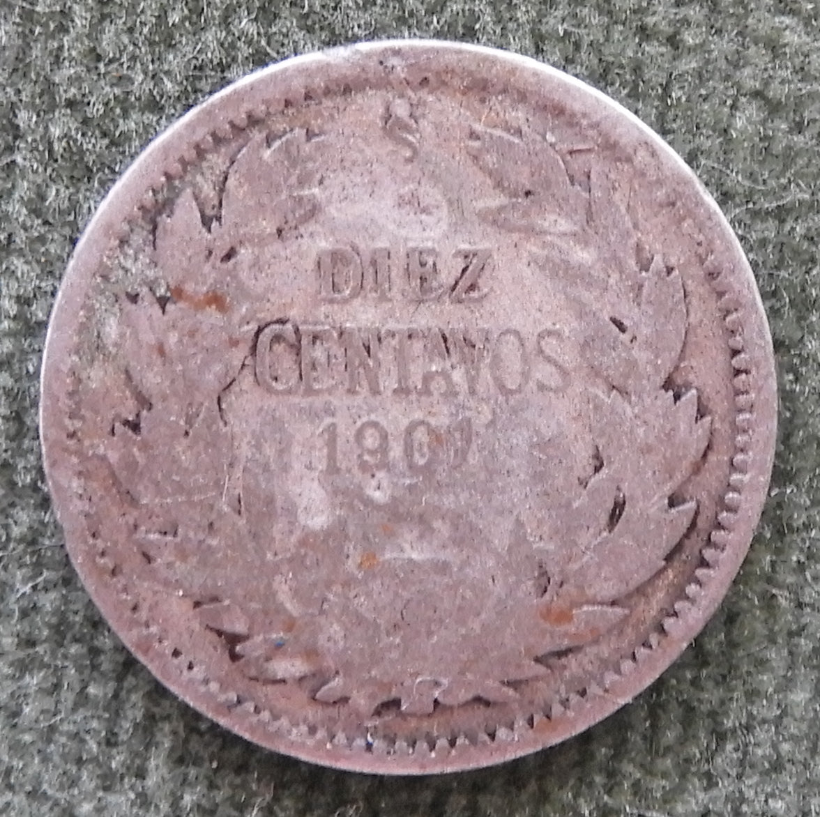 Chile 1901 S 10 Centavos Coin