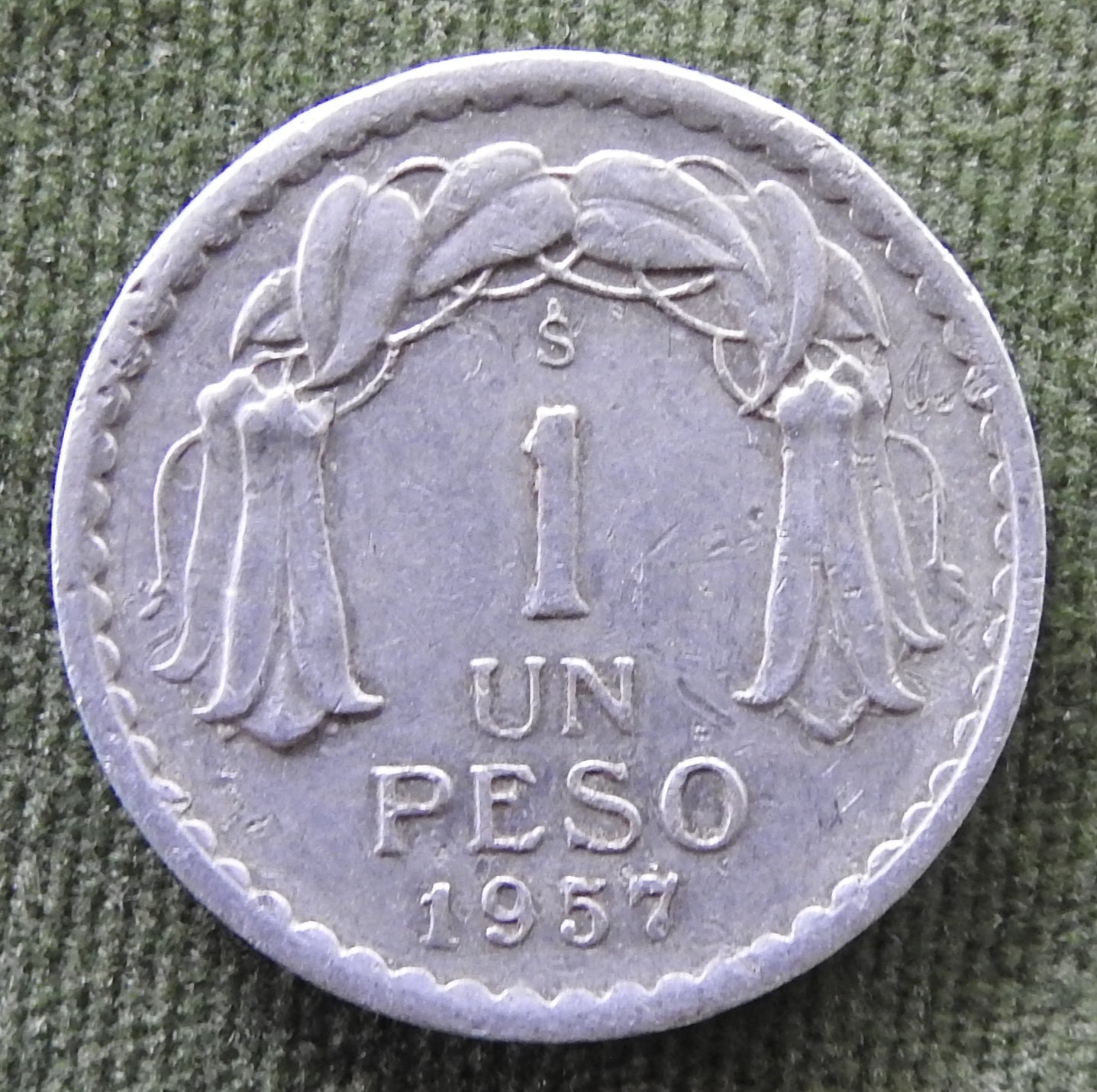 Chile 1957 1 Pesos Bernardo O'Higgins Coin