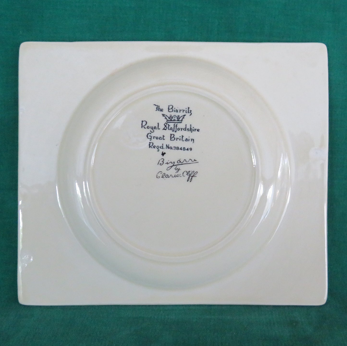 Clarice Cliff 1930s The Biarritz Royal Staffordshire Bizzare Side Plate Printed Backstamp