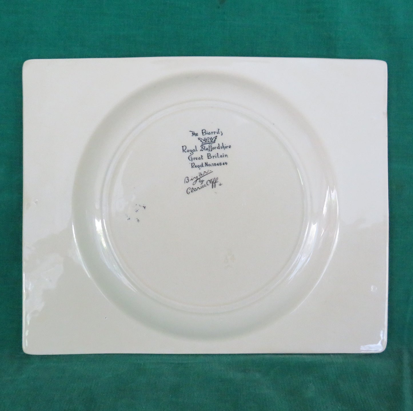 Clarice Cliff 1930s The Biarritz Royal Staffordshire Bizzare Soup Plate Printed Backstamp