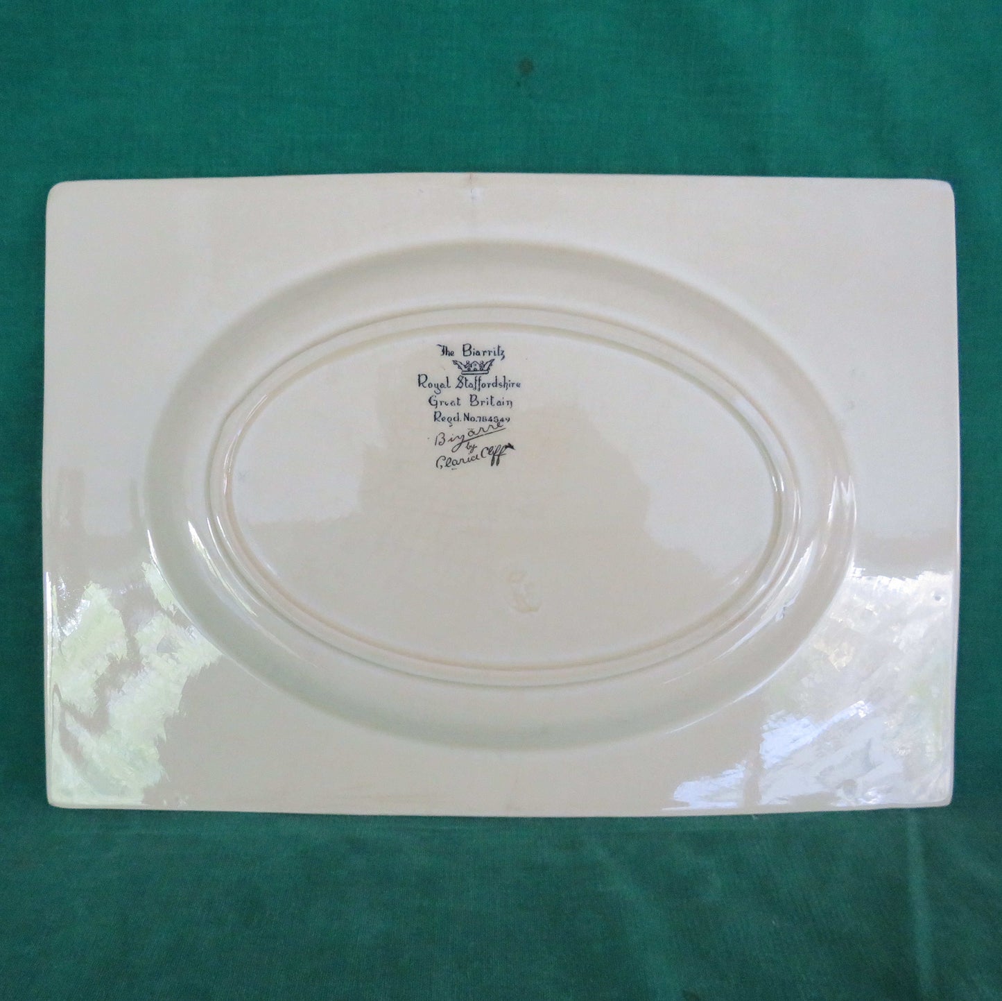 Clarice Cliff 1930s The Biarritz Royal Staffordshire Bizzare Serving Plate Printed Backstamp