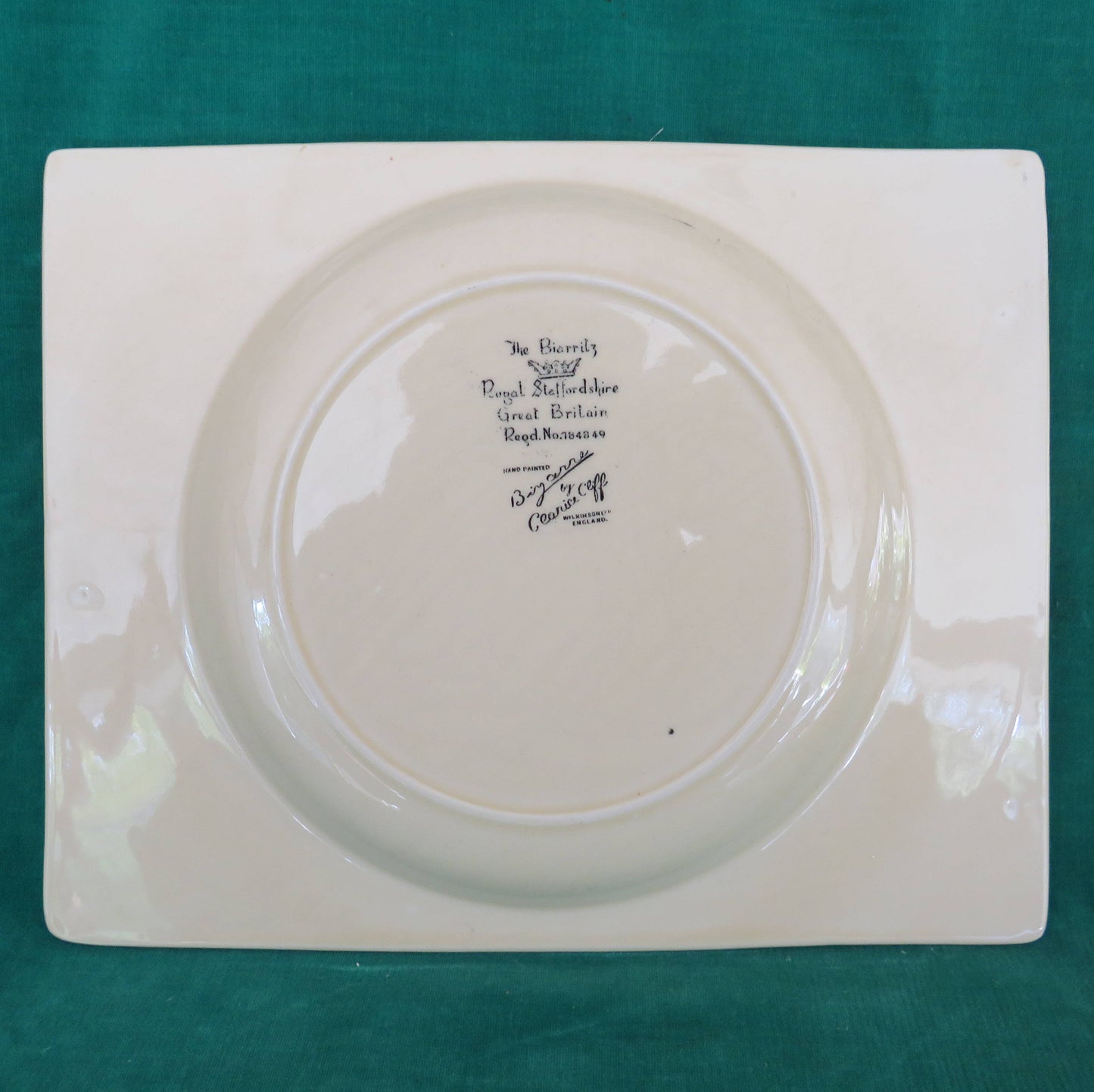 Clarice Cliff 1930s The Biarritz Royal Staffordshire Bizzare Dinner Plate Printed Backstamp