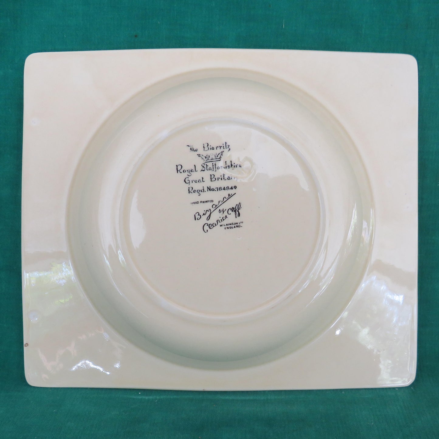 Clarice Cliff 1930s The Biarritz Royal Staffordshire Bizzare Soup Plate Printed Backstamp