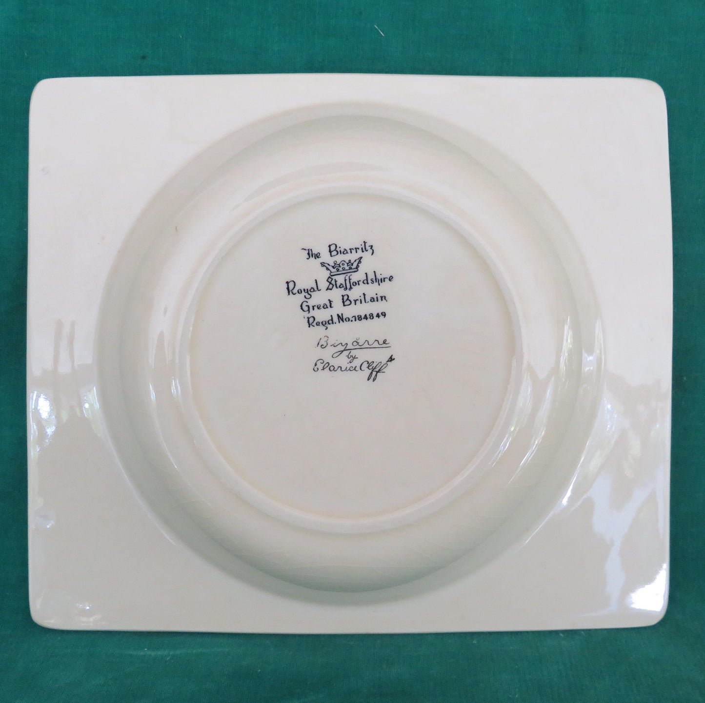 Clarice Cliff 1930s The Biarritz Royal Staffordshire Bizzare Soup Plate Printed Backstamp