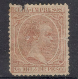 Cuba - Spanish 1890 1/2 Mill de Peso King Alfonso XIII Reddish Brown Stamp