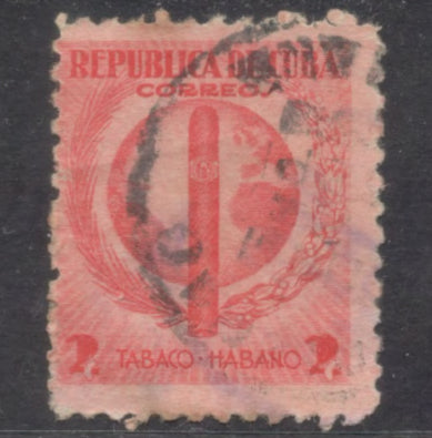 Cuba 1939 2 Correos 1939 Havana Tobacco Industry Red Stamp