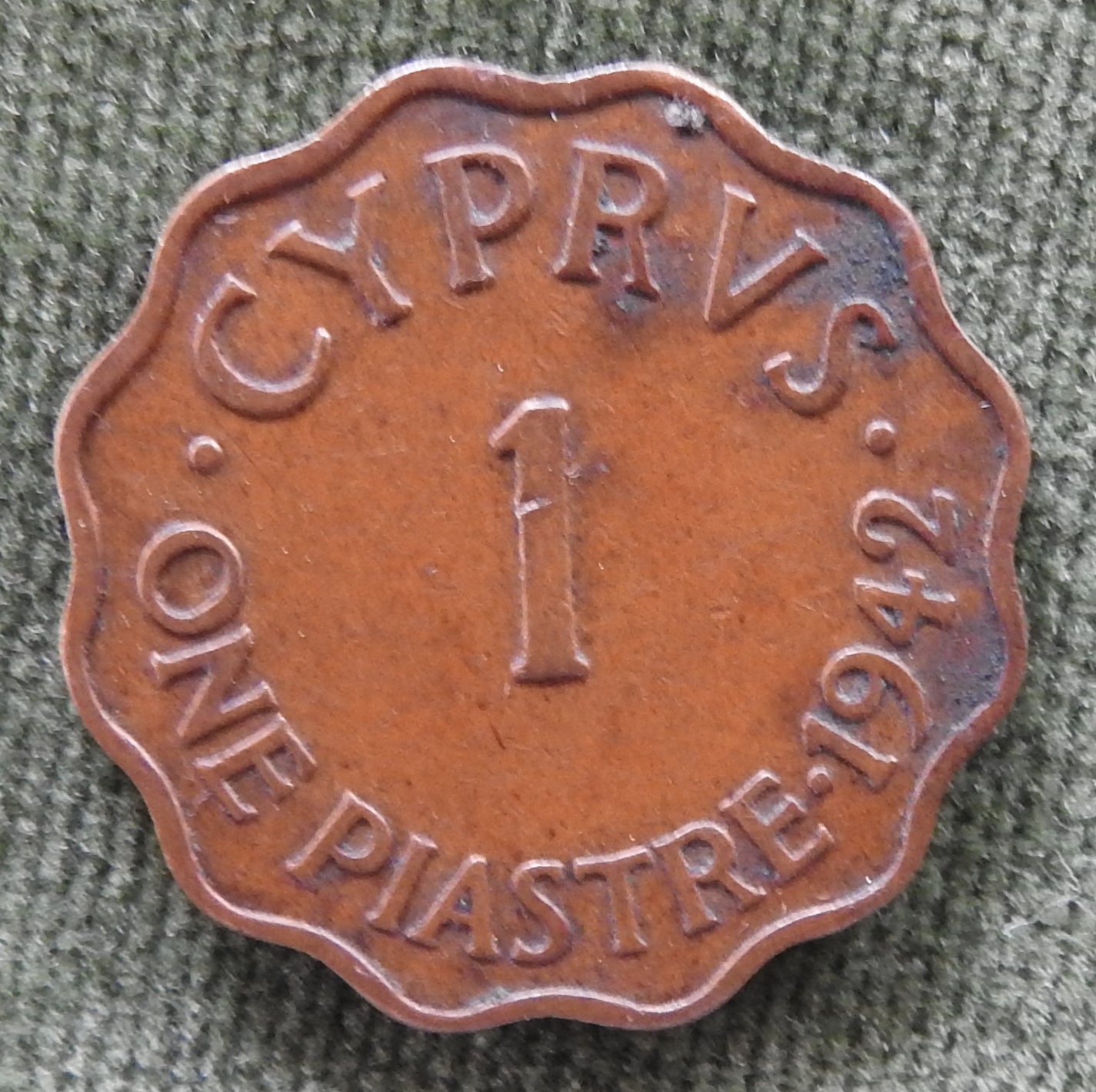 Cyprus 1942 1 Piastre Coin King George VI