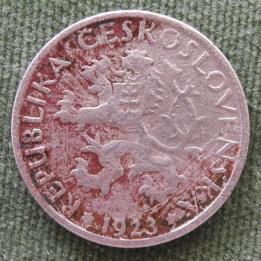Czechoslovakia 1923 1 Koruna Coin Woman With Sheaf And Sickle