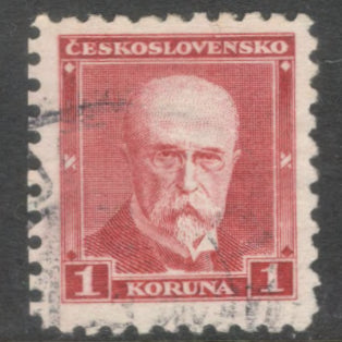 Czechoslovakia 1930 1 Koruna Carmine Red President Masaryk Stamp - Perfin: 9.5