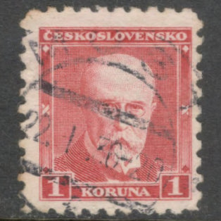 Czechoslovakia 1930 1 Koruna Carmine Red President Masaryk Stamp - Perfin: 9.5