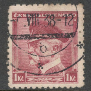 Czechoslovakia 1935 1 Koruna Red Carmine 85th Anniversary of the Birth of President Thomas Garrigue Masaryk 1850-1937 Stamp - Perfin: 9.75