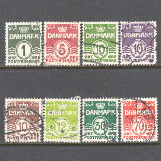 Danmark Wavey Lines Partial Stamp Set- Cancelled