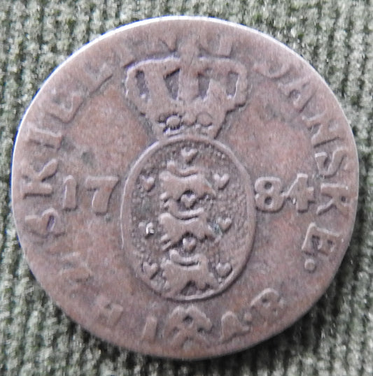 Denmark 1784 2 Skilling Silver Coin