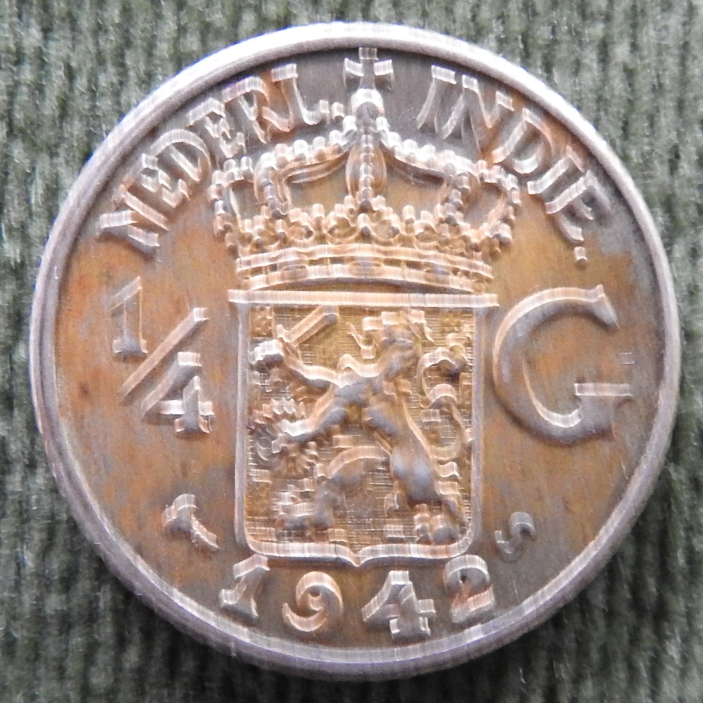Dutch East Indies 1942 1/4 Gulden Coin