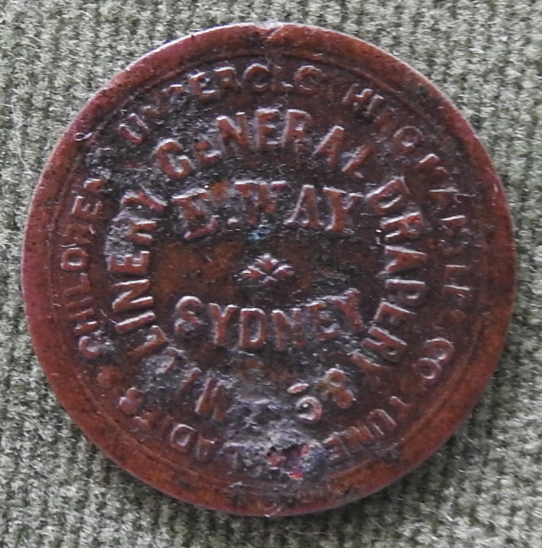 Australian E Way Draper Pitt St. Sydney Victorian Token - Grades as Fine