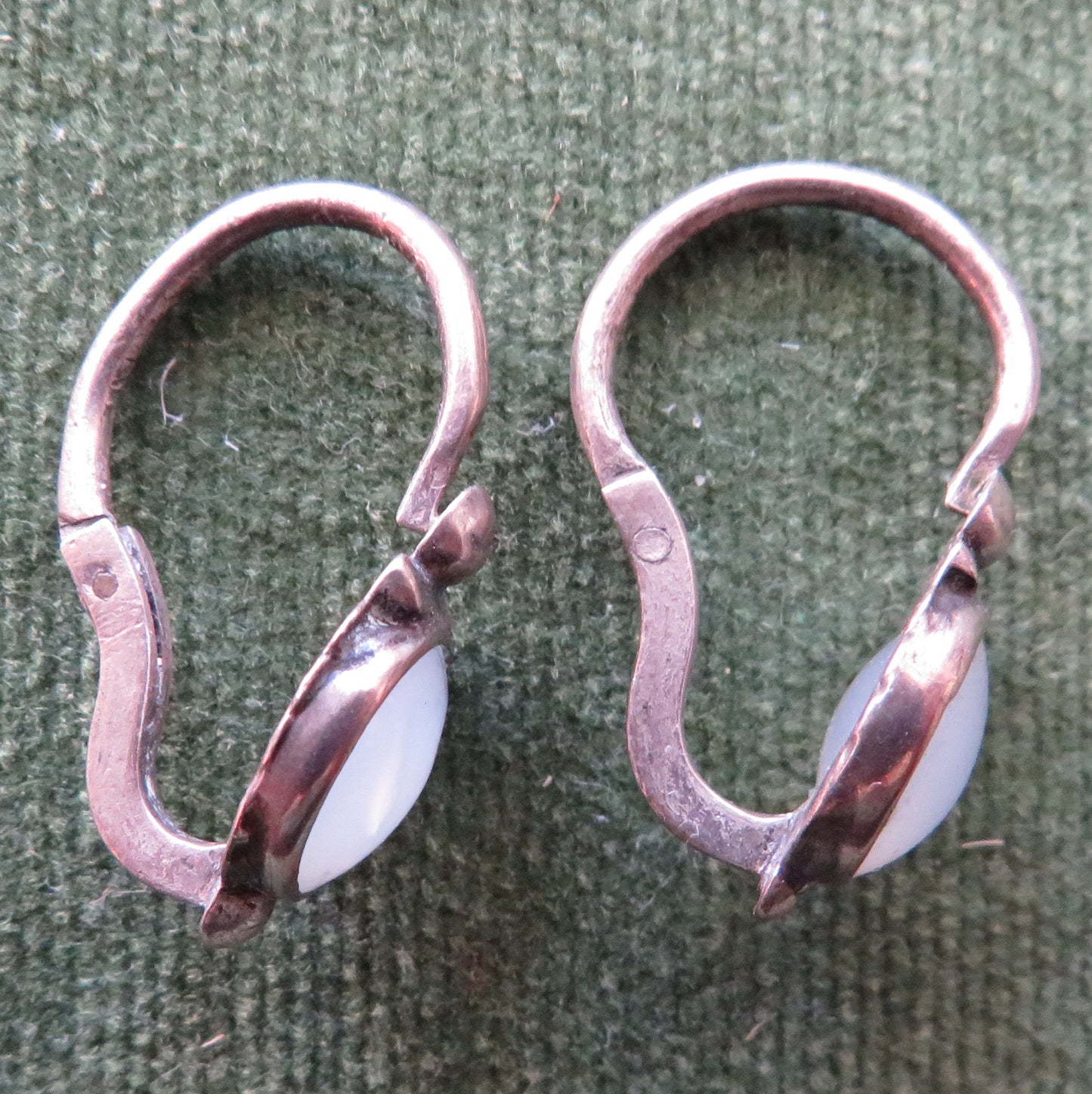 Silver Cabochon Moonstone Earrings For Pierced Ears