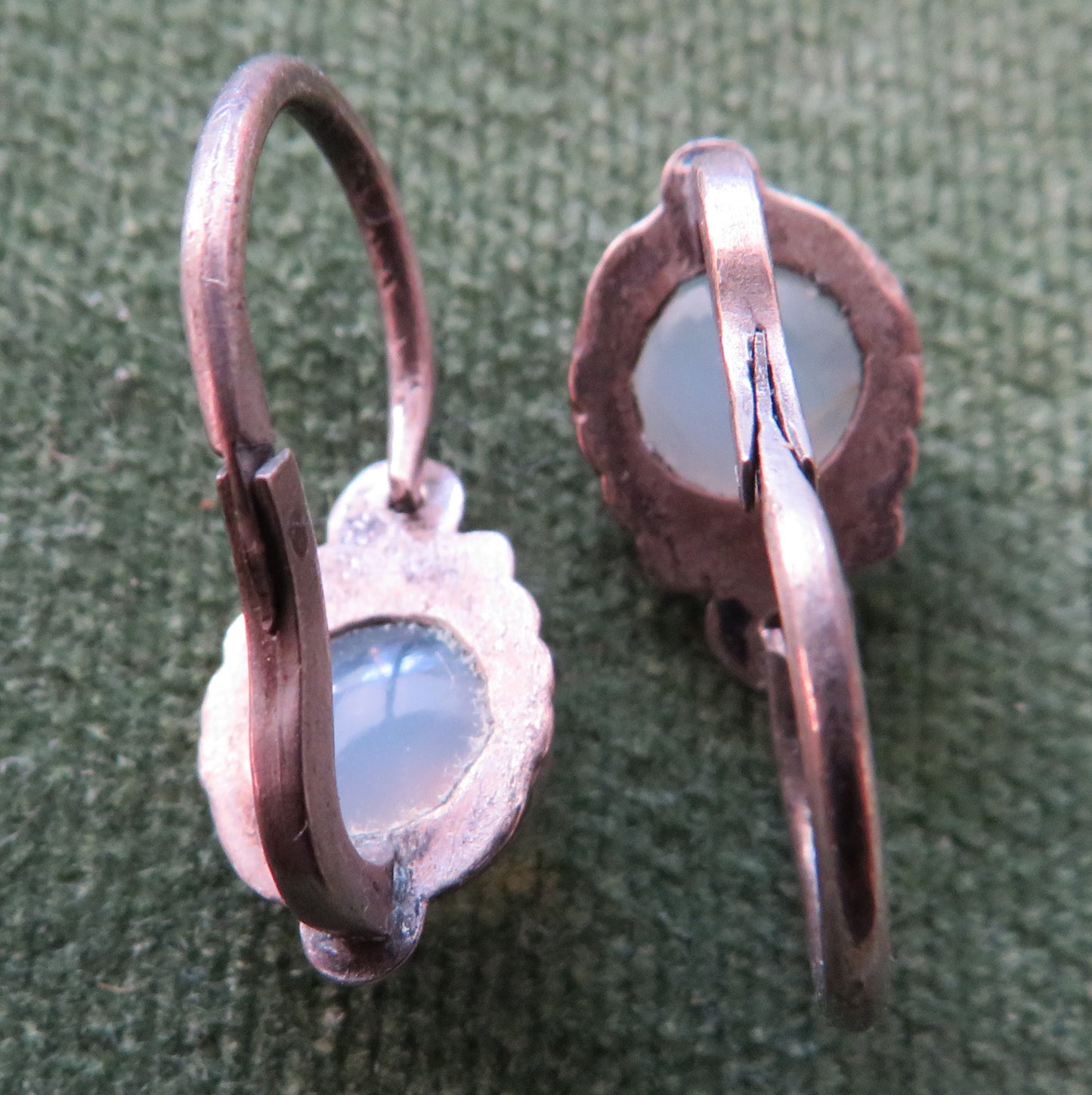 Silver Cabochon Moonstone Earrings For Pierced Ears