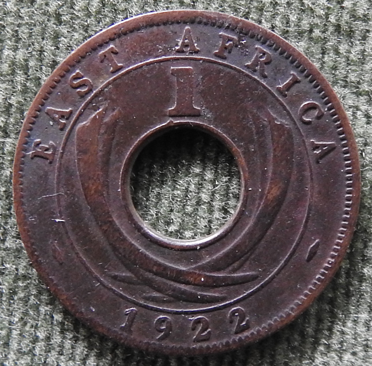 East Africa 1922 H 1 Cent Coin King George V