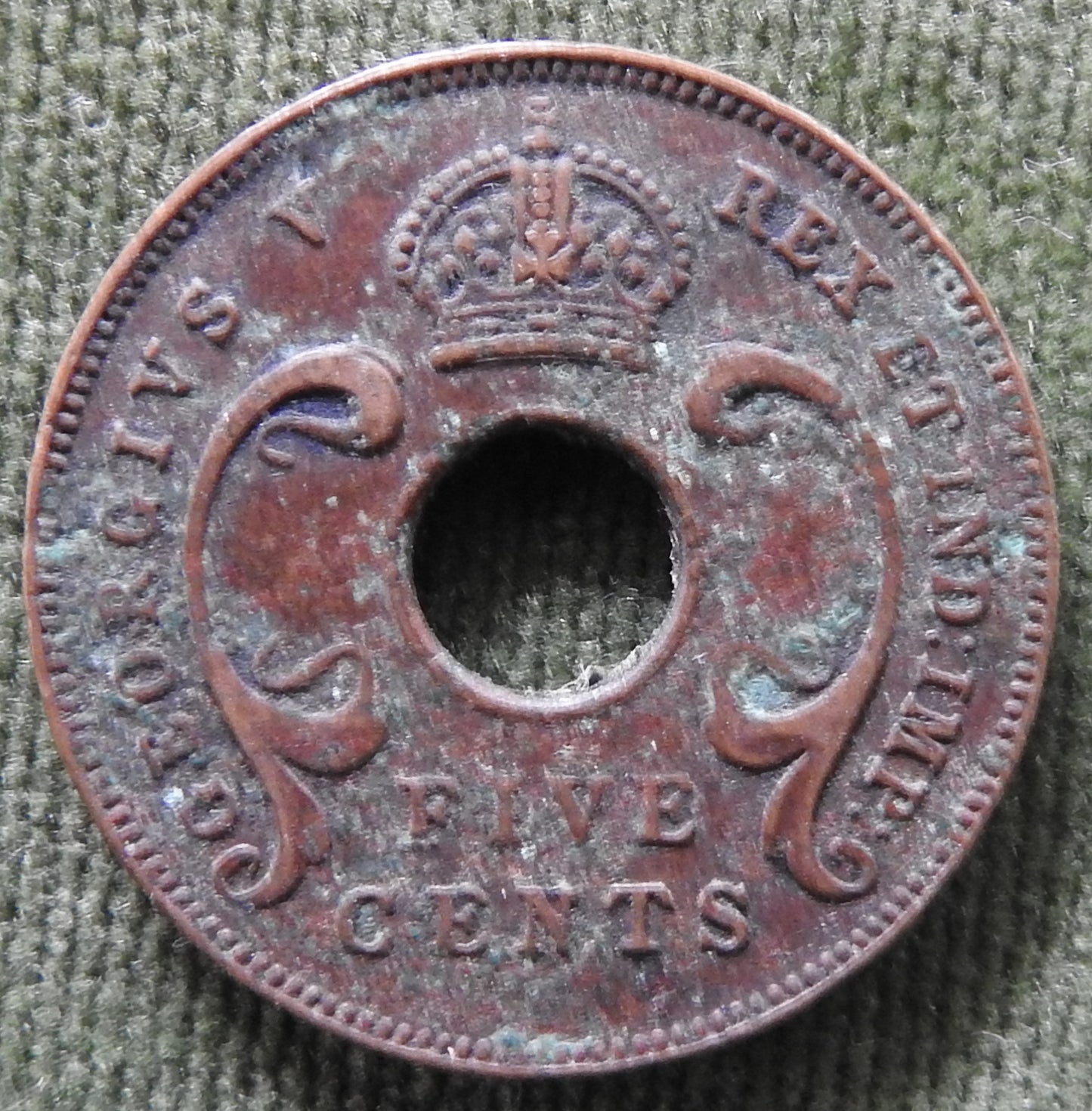 East Africa 1935 5 Cent Coin King George V