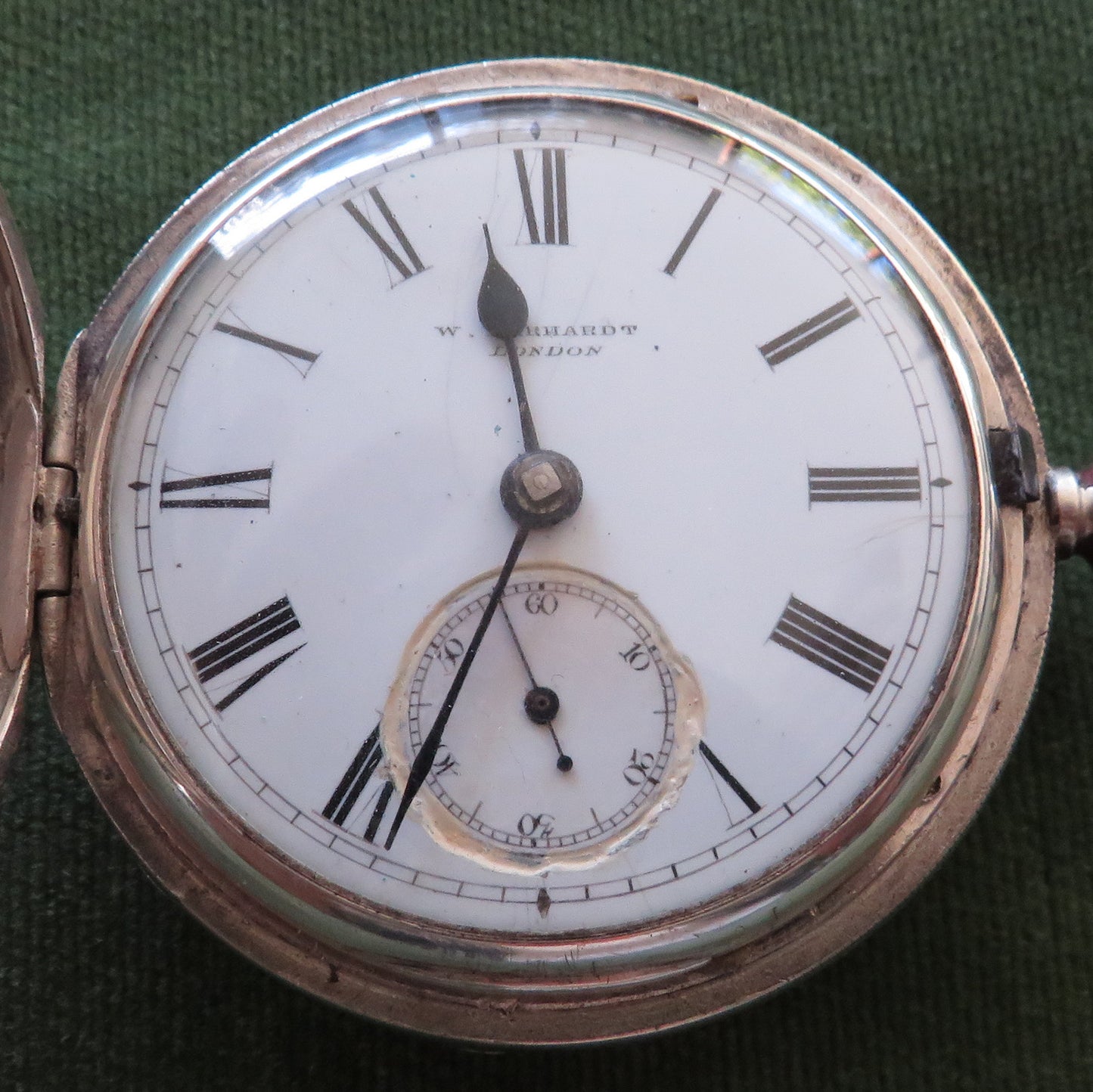 William Ehrhardt Sterling Silver Key Wind & Set Full Hunter Pocket Watch c.1916 - Intermittently Stopping