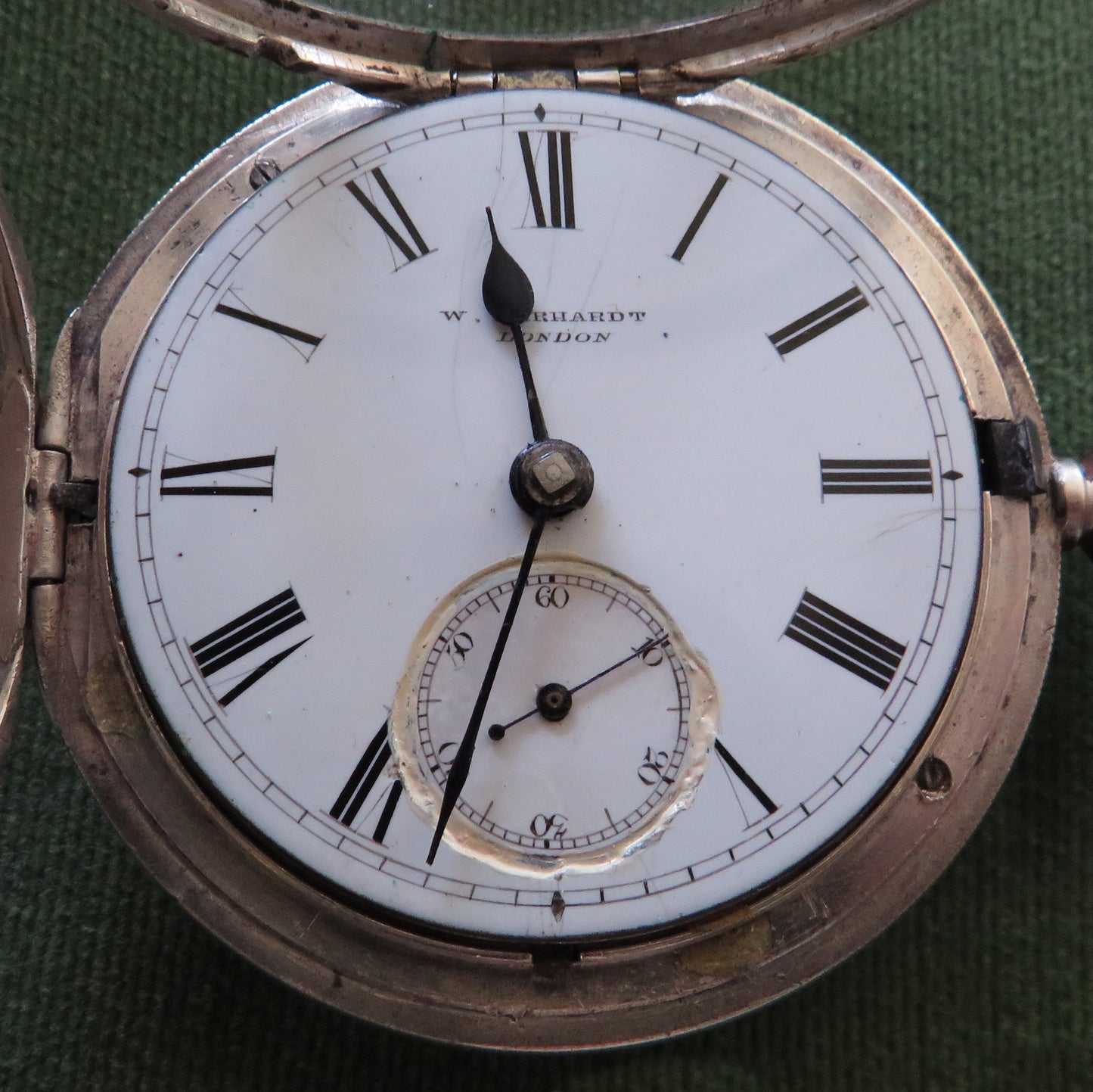 William Ehrhardt Sterling Silver Key Wind & Set Full Hunter Pocket Watch c.1916 - Intermittently Stopping