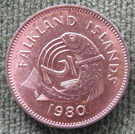 Falkland Islands 1980 1/2 Penny Coin Queen Elizabeth II