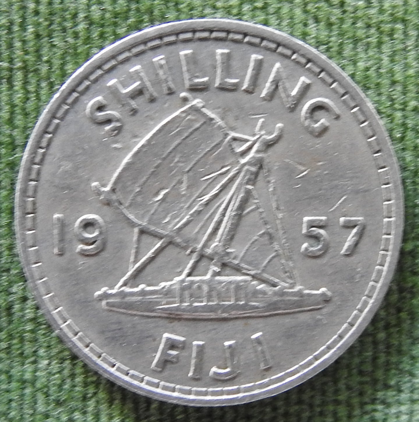 Fiji 1957 Shilling Queen Elizabeth II Coin