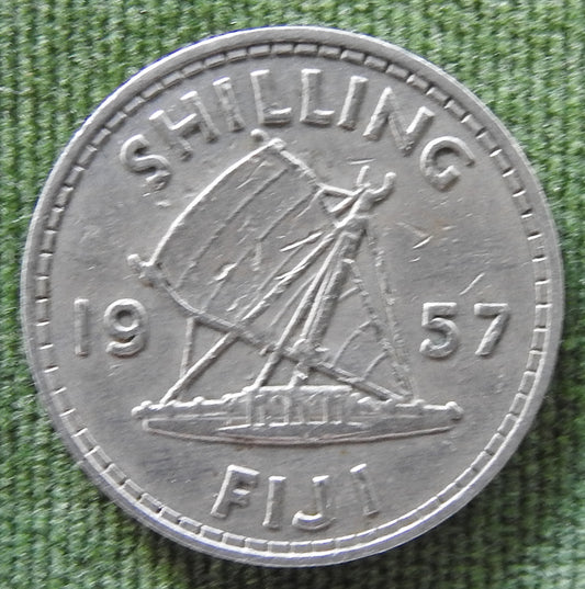 Fiji 1957 Shilling Queen Elizabeth II Coin