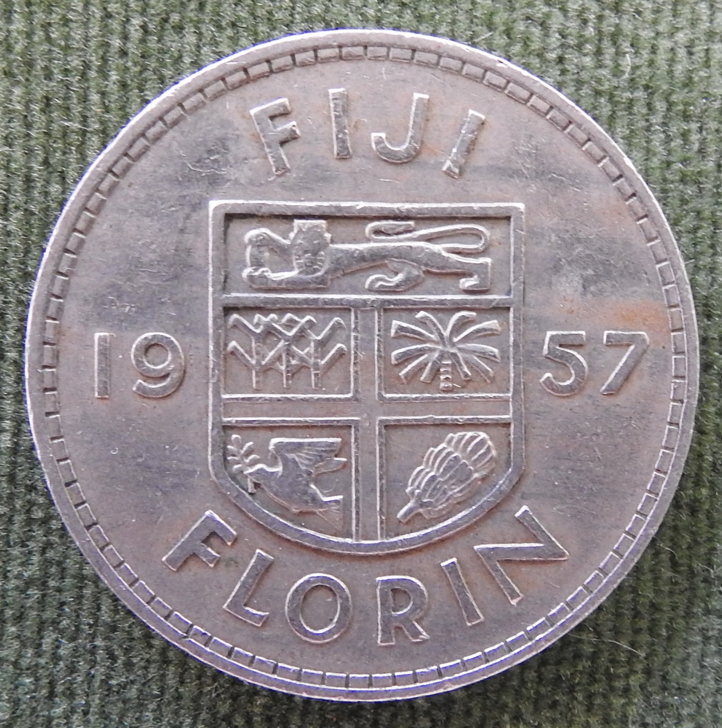 Fiji 1957 Florin Queen Elizabeth II Coin
