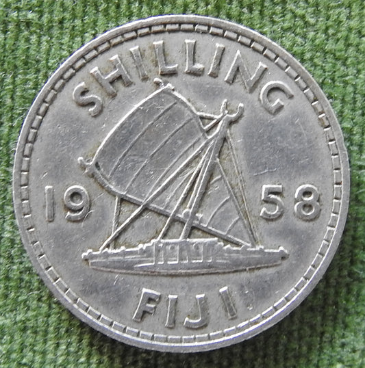 Fiji 1958 Shilling Queen Elizabeth II Coin