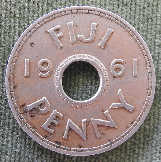 Fiji 1961 Penny Queen Elizabeth II Coin
