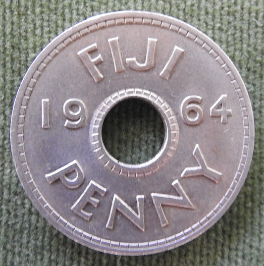 Fiji 1964 Penny Queen Elizabeth II Coin