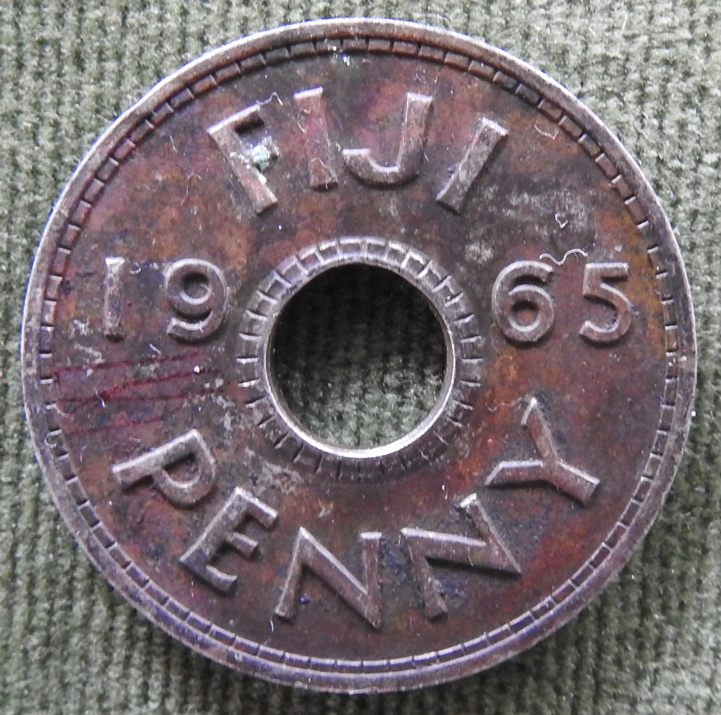 Fiji 1965 Penny Queen Elizabeth II Coin